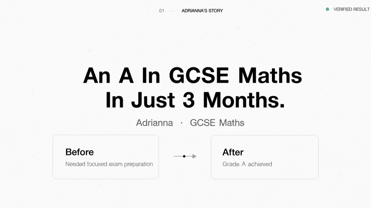 Adrianna achieved an A in GCSE Maths in three months
