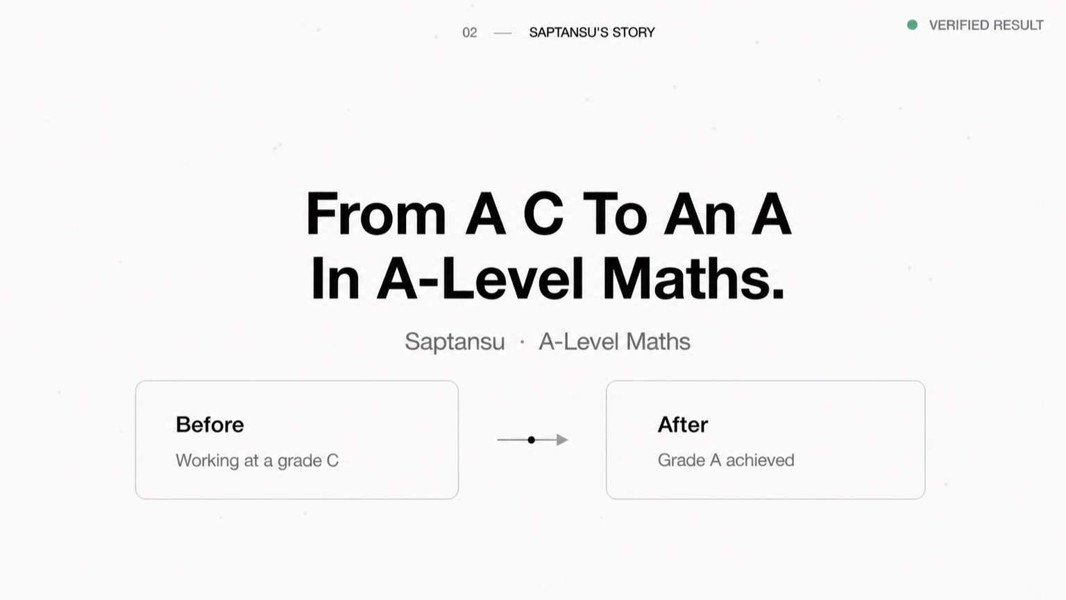 Saptansu improved from a C to an A in A-Level Maths